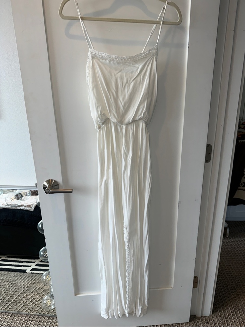 Indah White Lace-Trim Maxi Dress